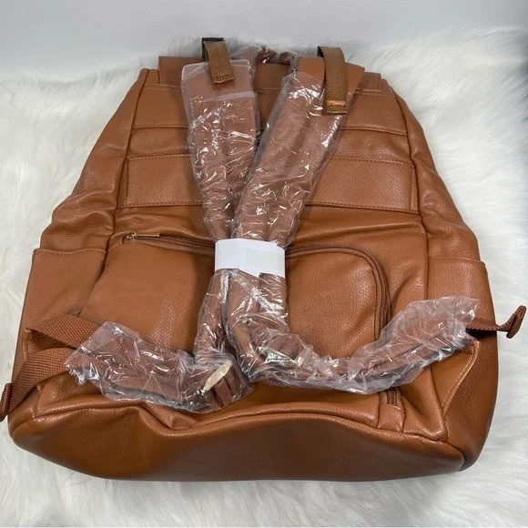 New Leather Diaper Backpack Bag with 12 Organizing Pouches,Changing Pad(Brown) - Picture 10 of 14